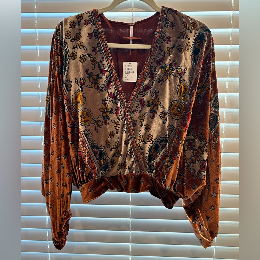 Free People Vintage Velvet Blouse - XS